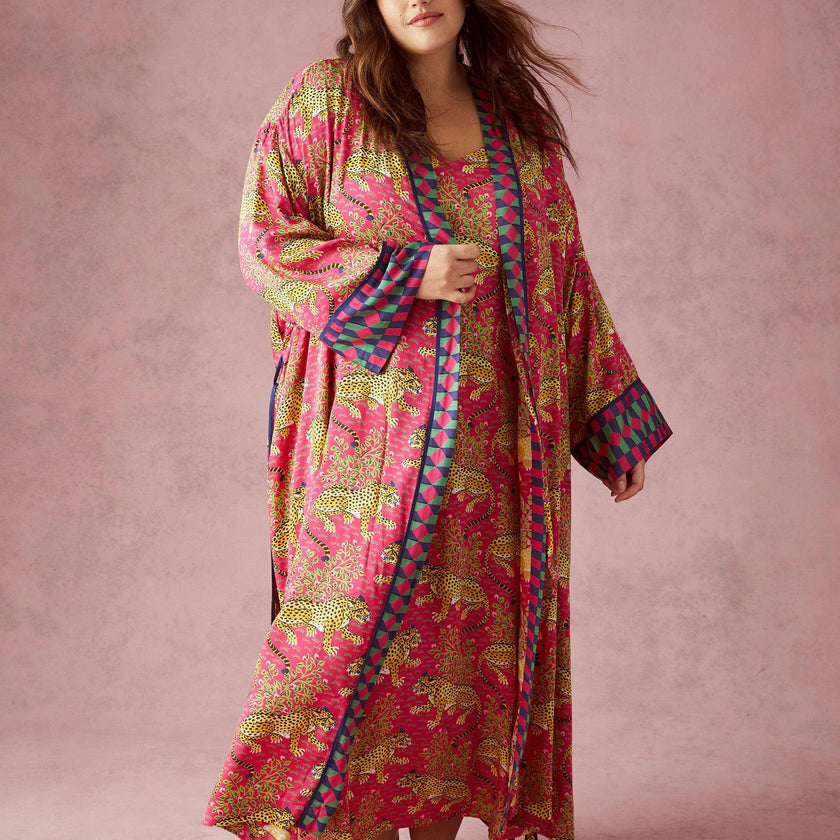 Bagheera - Eco Satin Robe - Hot Pink