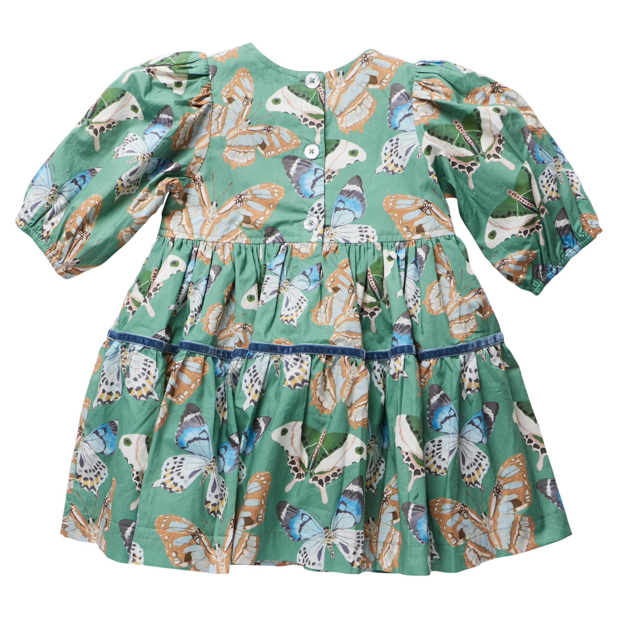 Girls Maribelle Dress - Green Butterflies
