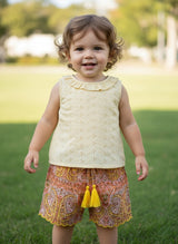 Yasmin Top and Shorts Set Butter Yellow — Cotton Girls Co-Ord | Infant to Tween 0-13 Years