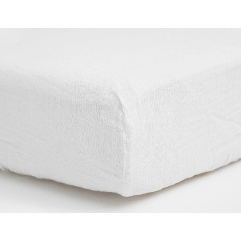 Organic Cotton Muslin Crib Sheet - White