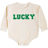 Lucky Varsity Patch St. Patrick's Day Long Sleeve Romper
