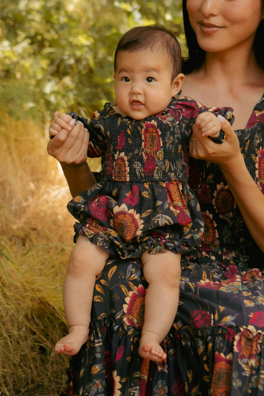 Baby Madeline Romper in Moody Sunflower