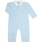 Blue Puppy Love Embroidery Romper LS
