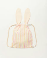 Bunny Drawstring Backpack - Pink Stripes