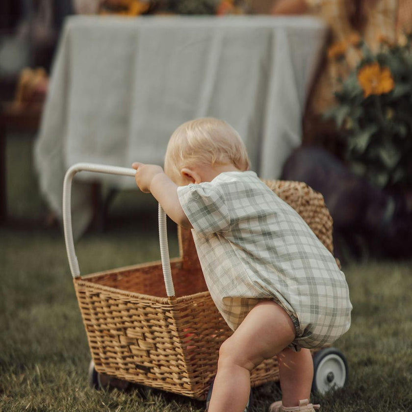 Bubble Romper | Organic Cotton Jersey - Fern Plaid