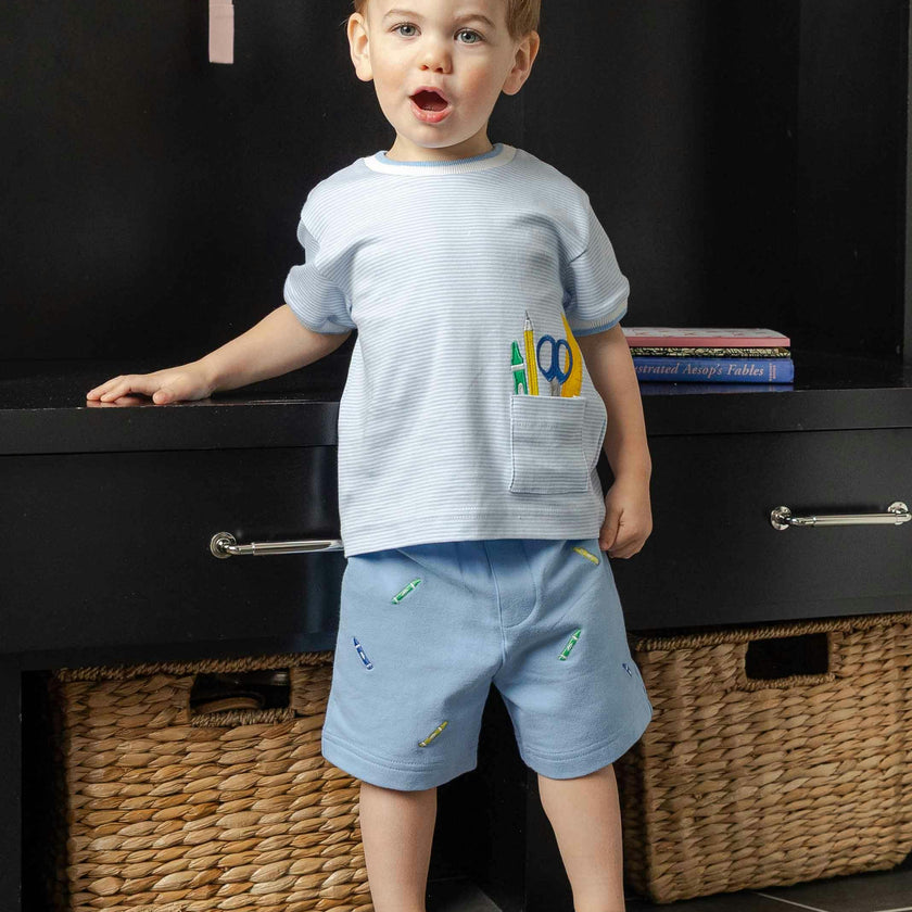 Knit Short Set with School Supplies