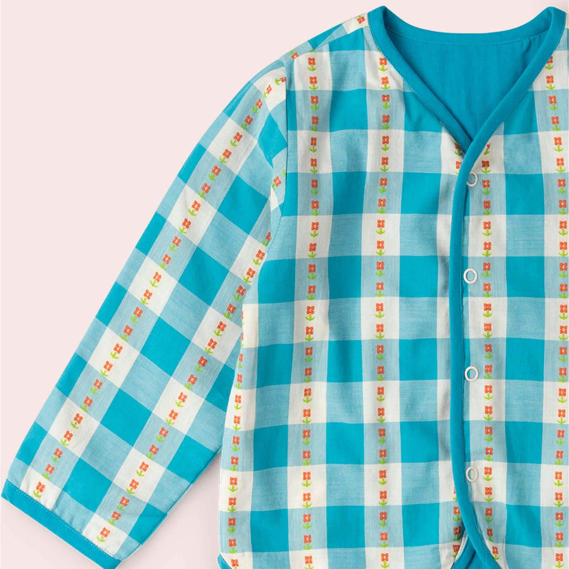 Blue Flowers Reversible Spring Jacket, Blue