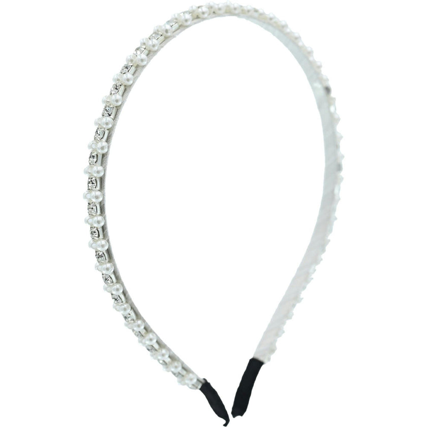 Platinum Rhinestone Embossed Pearl Headband