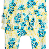 Sky Floral Bamboo Ruffle Zipper Footed Romper