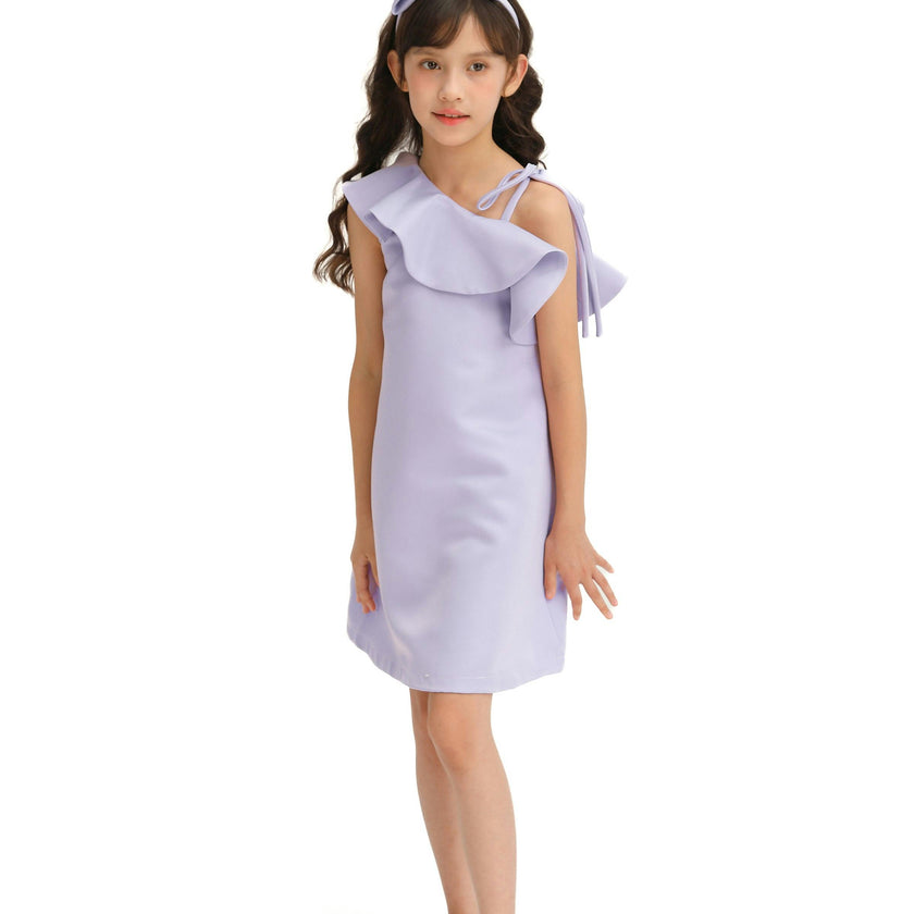 Purple Petulla Off Shoulder Ruffle Dress
