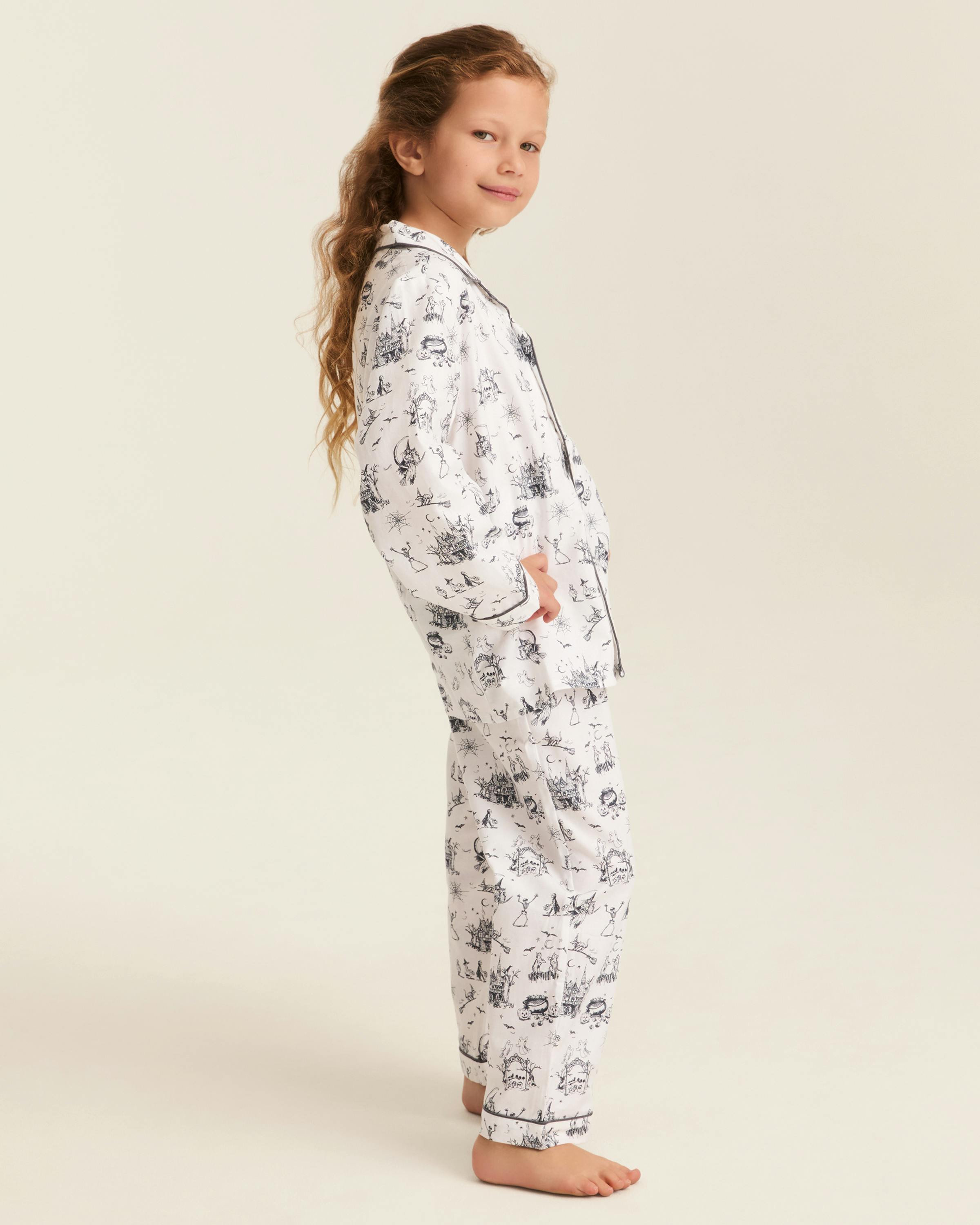 Kid's Twill Pajama Set in Hallow's Eve Toile