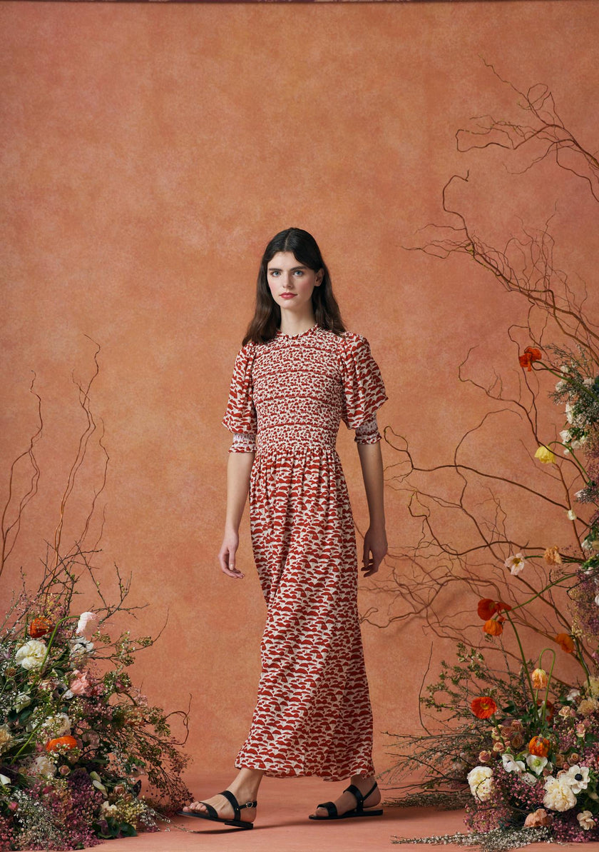 Julia Dress Silk Red Mushroom