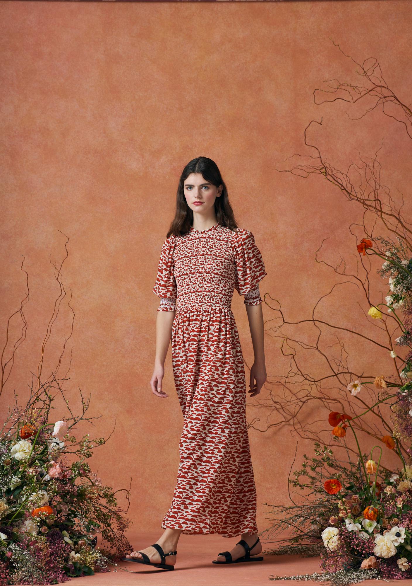 Julia Dress Silk Red Mushroom