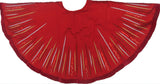 Hand Beaded Starburst Christmas Tree Skirt Red Silk - 60"