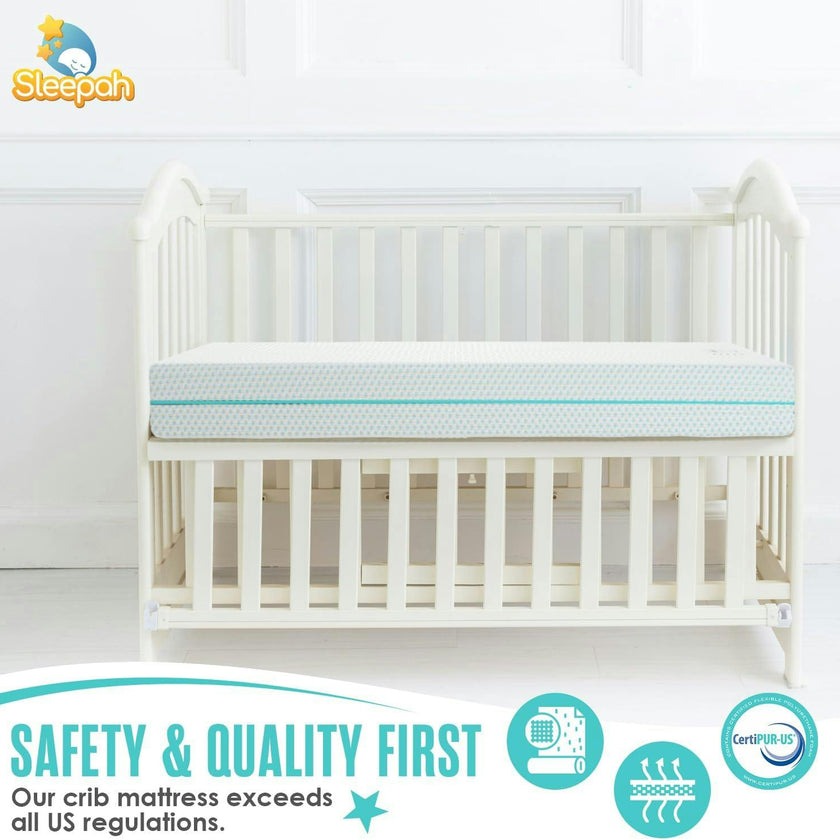 6” Crib & Toddler Bed Mattress – Made in USA – CertiPUR & OEKO-TEX Certified – Breathable Waterproof Washable Removable Soft Cover – Dual Sided