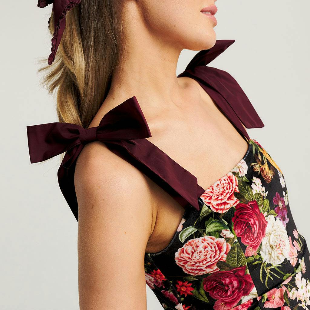 Posh Botanica Women's Velour Bow Strap Dress