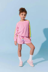 Pink Rainbow Sequin Stripe Short Set