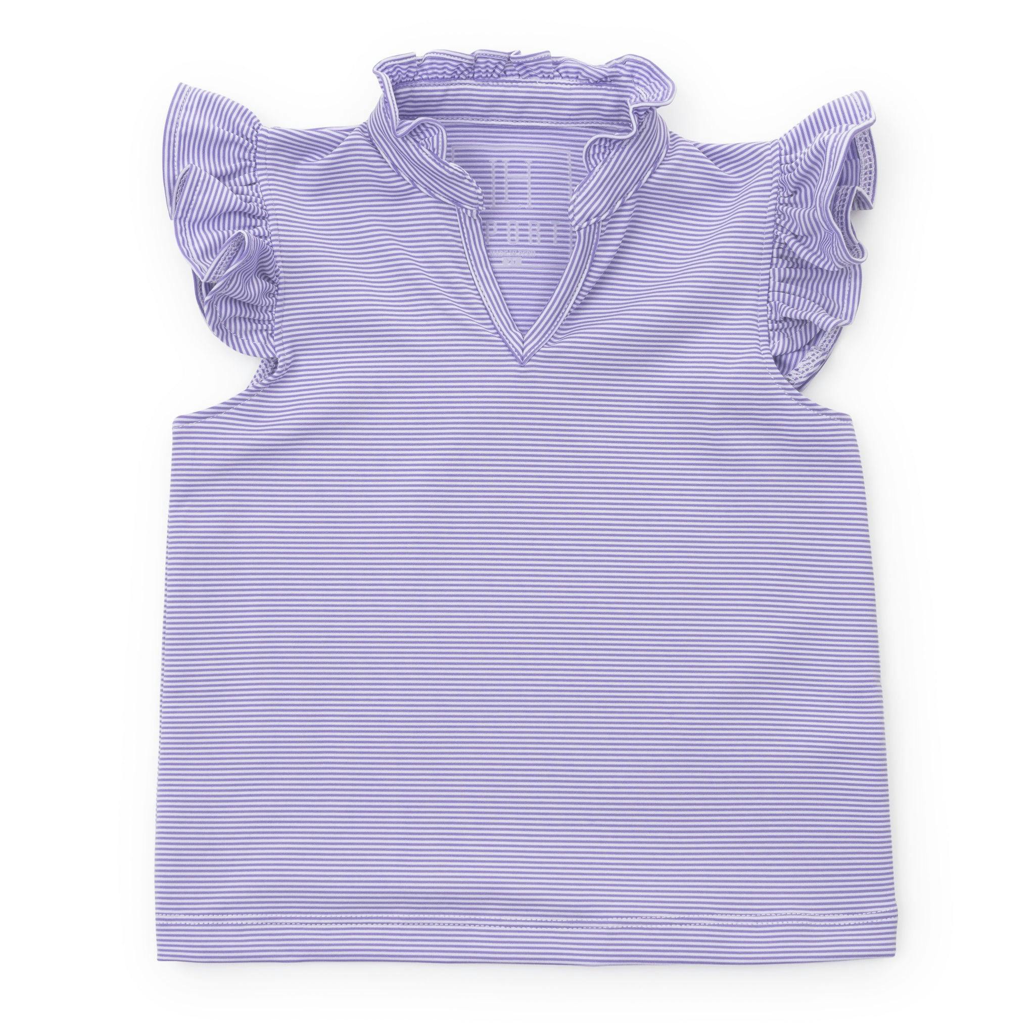Ellie Girls' Sleeveless Performance Top by LH Sport Purple Stripes (Past Season)