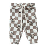 Boys Joggers in Smiley Check in Portabella
