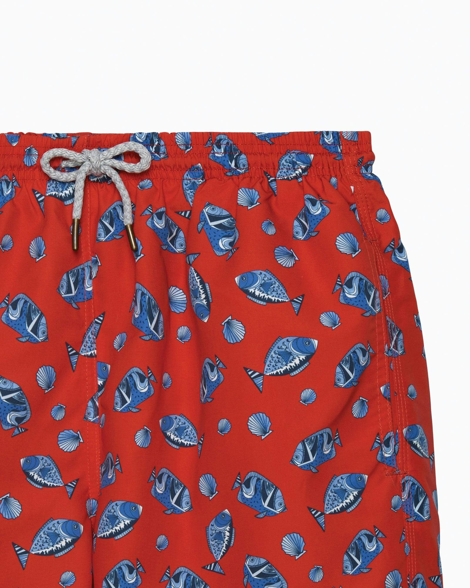 Mens Daddy & Me Swimshorts in Red Fish