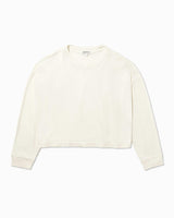 Womens Relaxed Crop Long Sleeve Tee - Pigment Dye Jersey - Bone