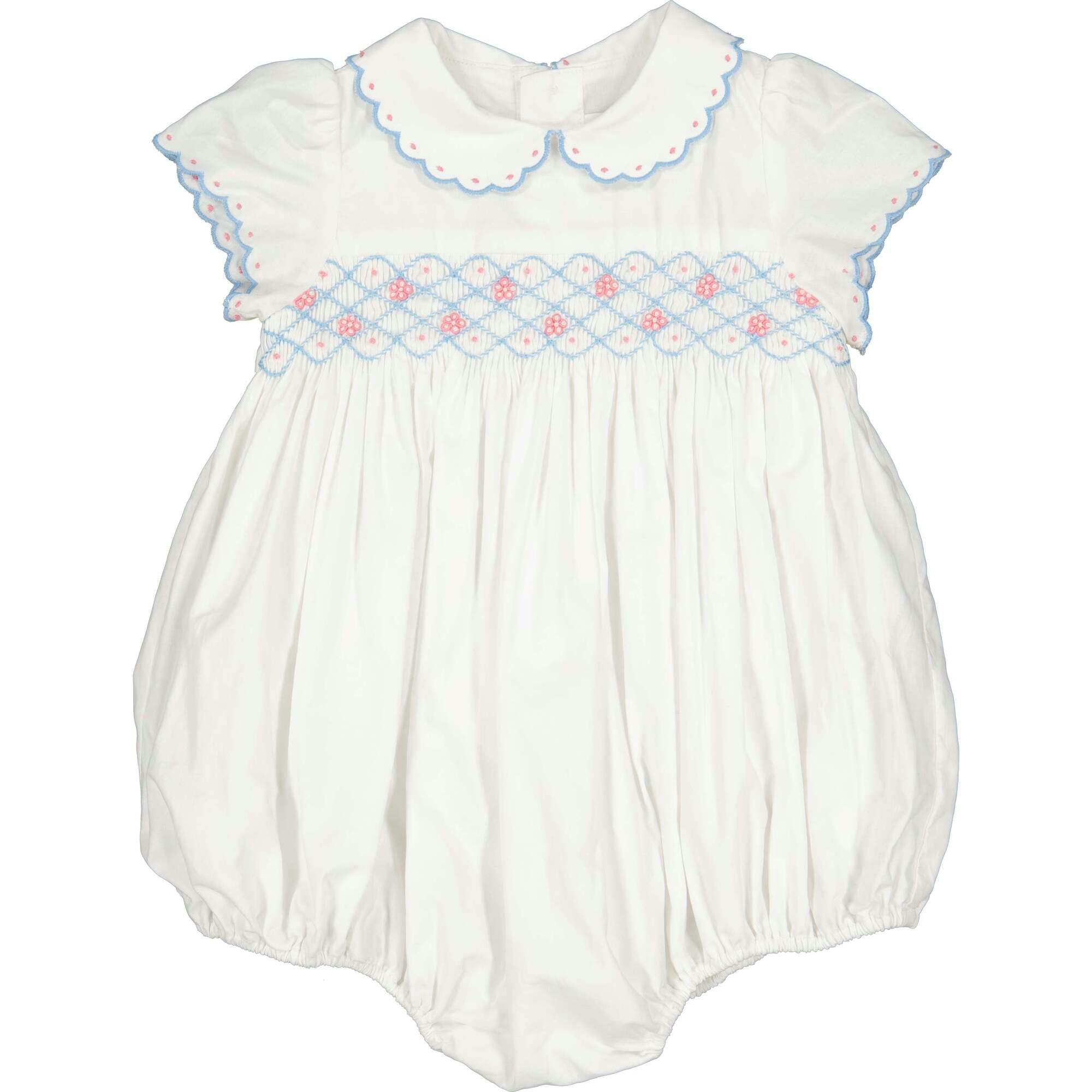 Cassis Blue Short Sleeve Smocked Romper