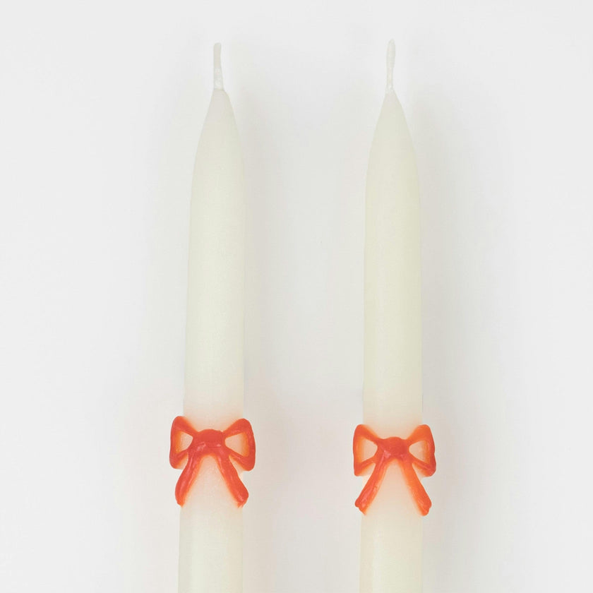 Multi Color Bow Taper Candles