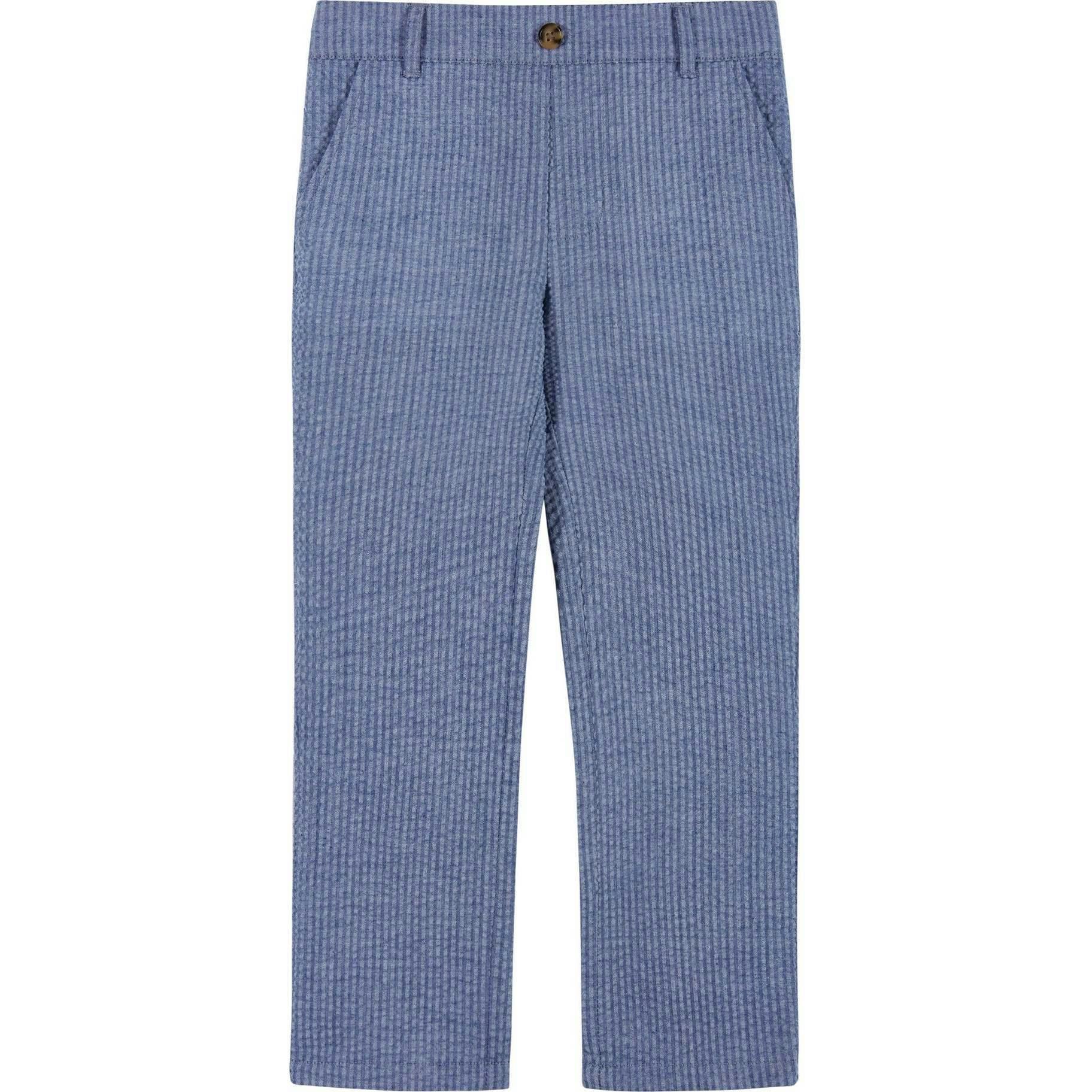 Boys (2-3) Seersucker Vest Suit Set | Blue & Pink