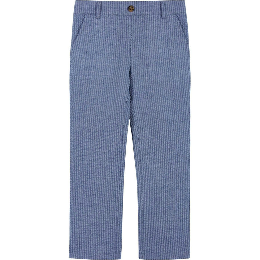 Boys (2-3) Seersucker Vest Suit Set | Blue & Pink