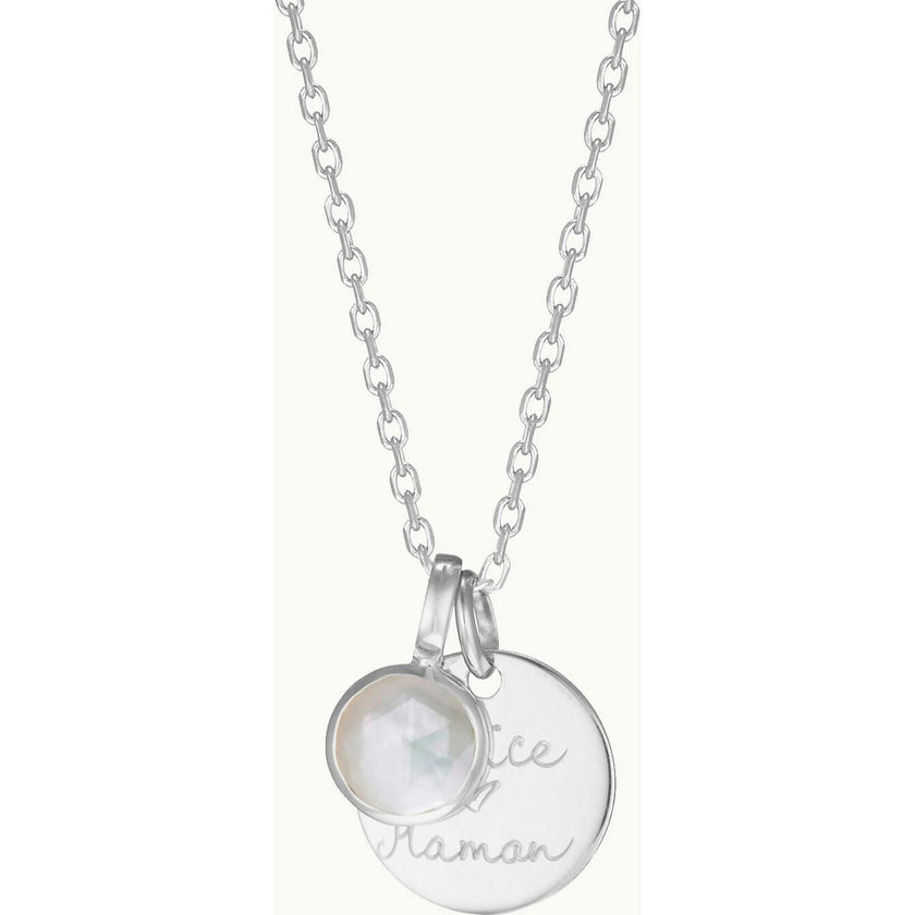 Personalized Message & Birthstone Necklace, Sterling Silver