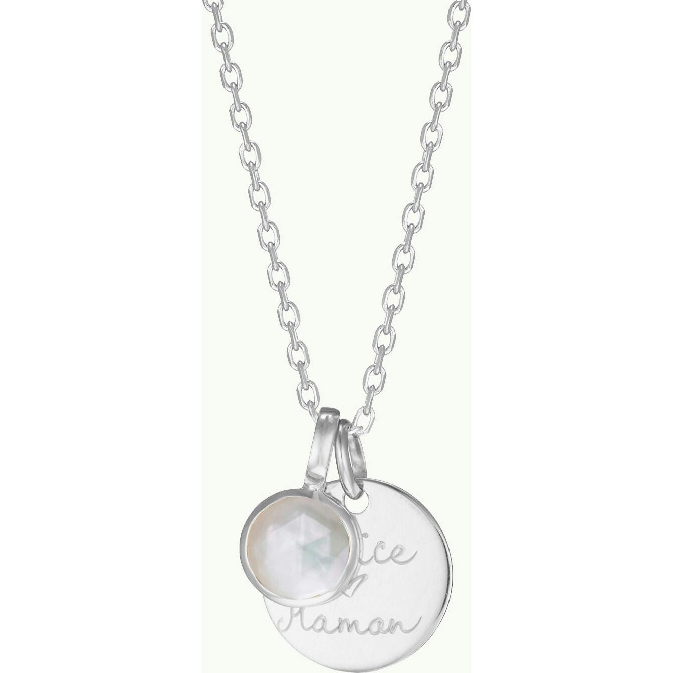 Personalized Message & Birthstone Necklace, Sterling Silver