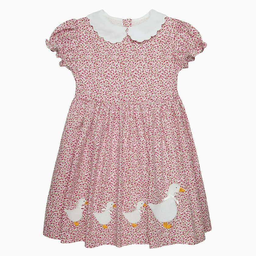 Petal Collar Duck Dress in Red Cherry