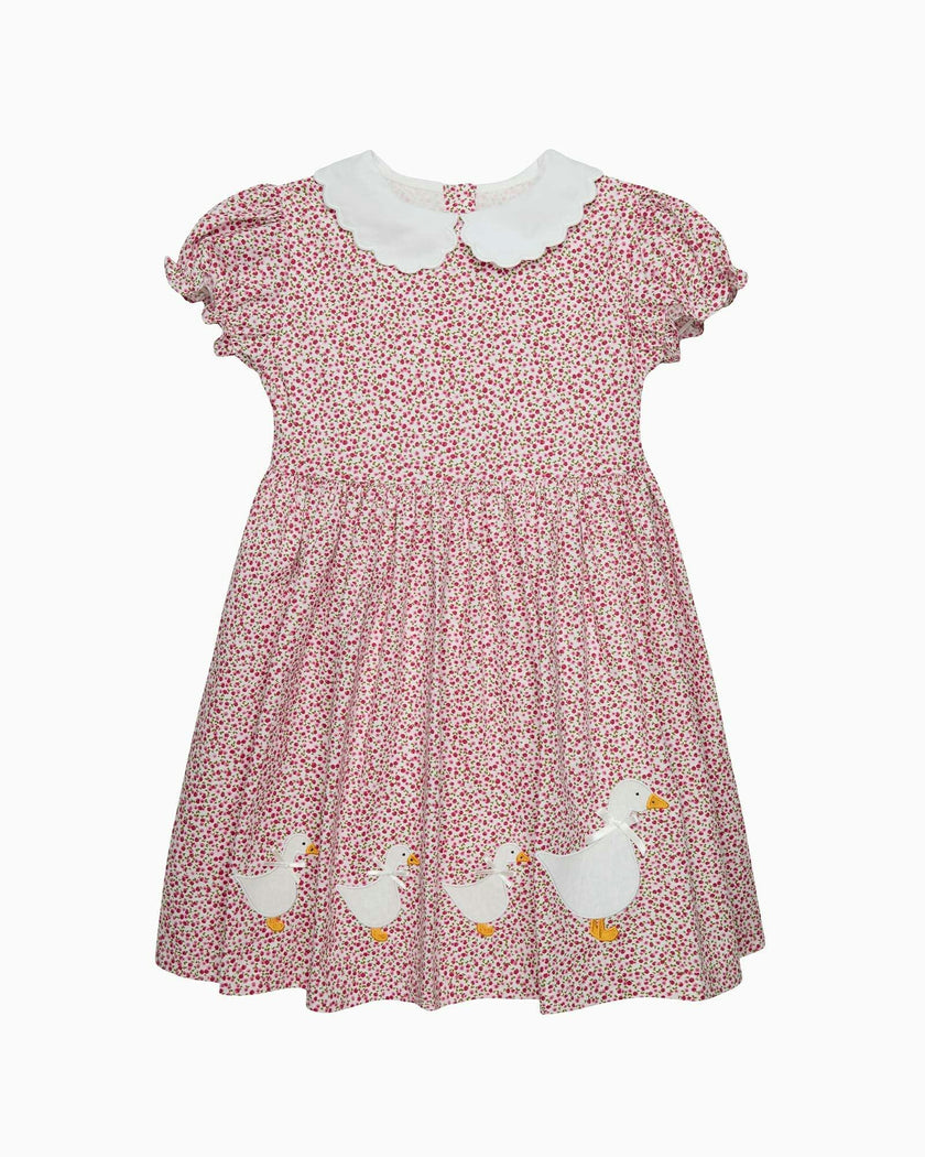 Petal Collar Duck Dress in Red Cherry
