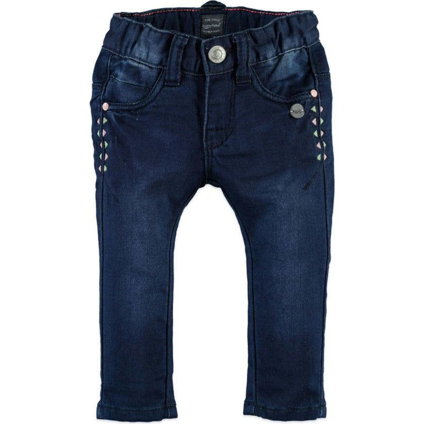 Front Pocket Elastic Waistband Denim Pants