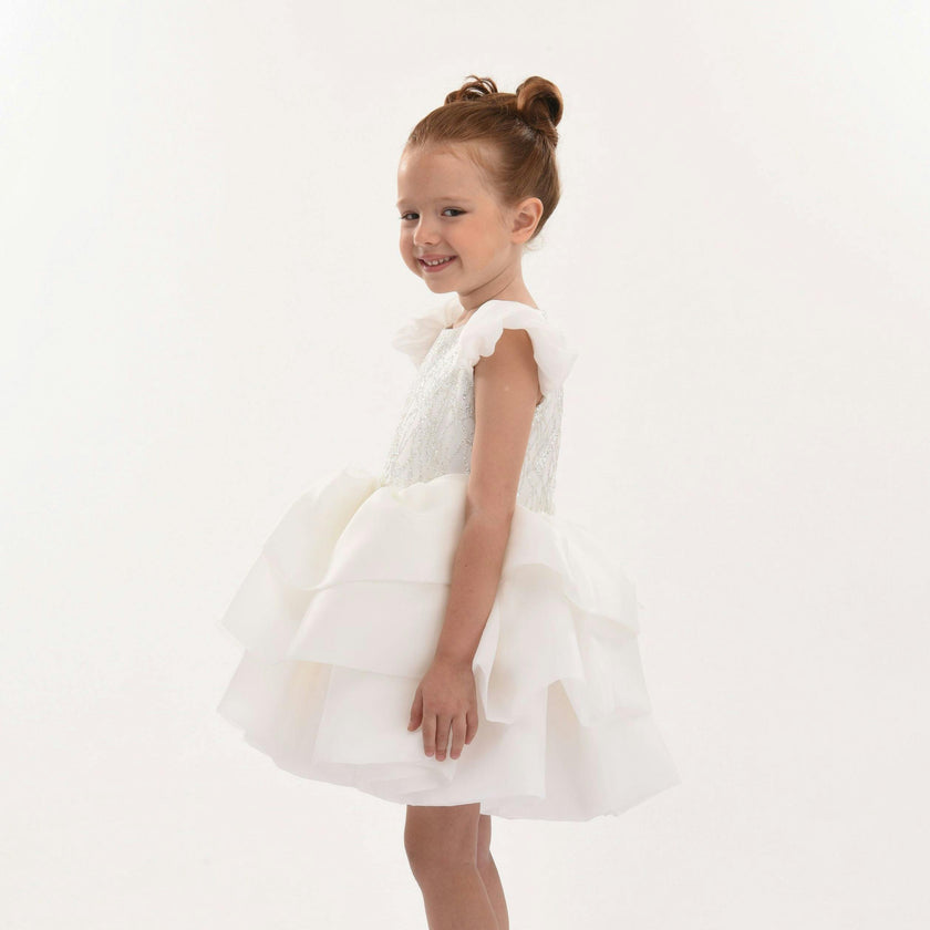 White Collina Teacup Ruffle Dress