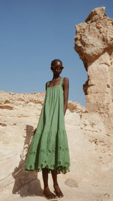 Monaco Dress in Mint Embroidered Deco (Starts Shipping April 10th)