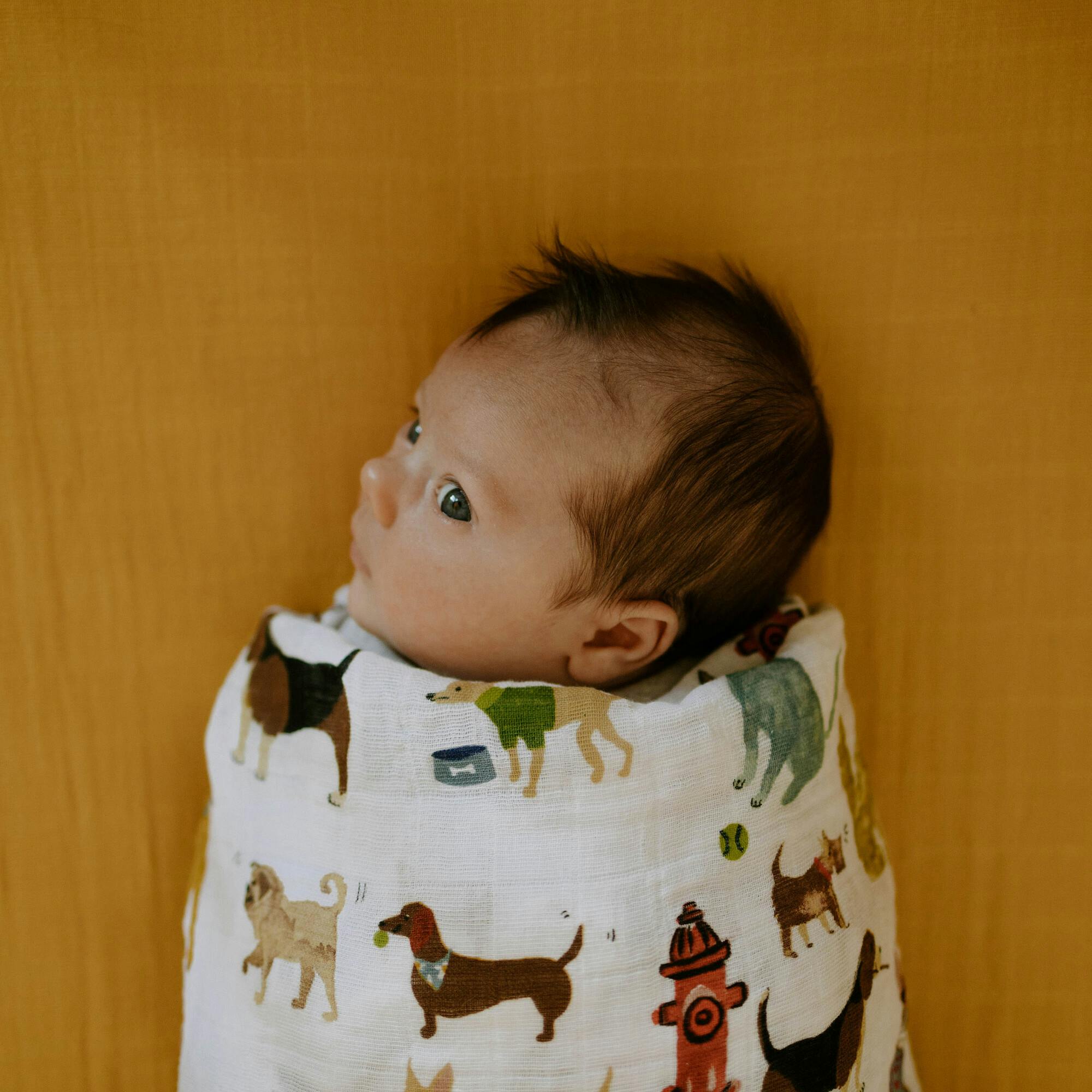 Cotton Muslin Swaddle Blanket - Woof