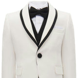 Cream-Black Trim Shawl Lapel 5 Pcs Tuxedo Set
