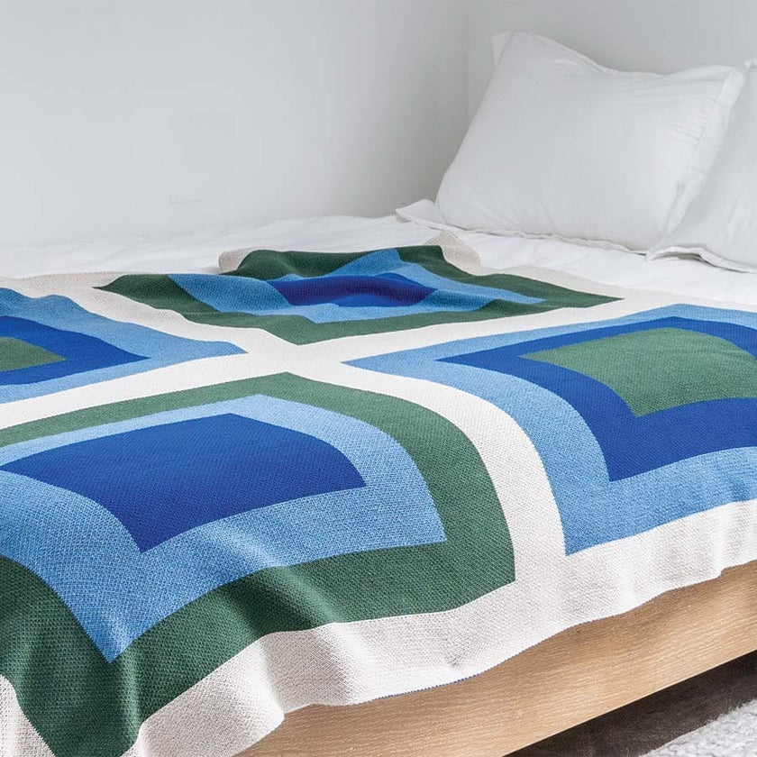 Cotton Sustainable Knit Geometric Throw Blanket - Bauhaus