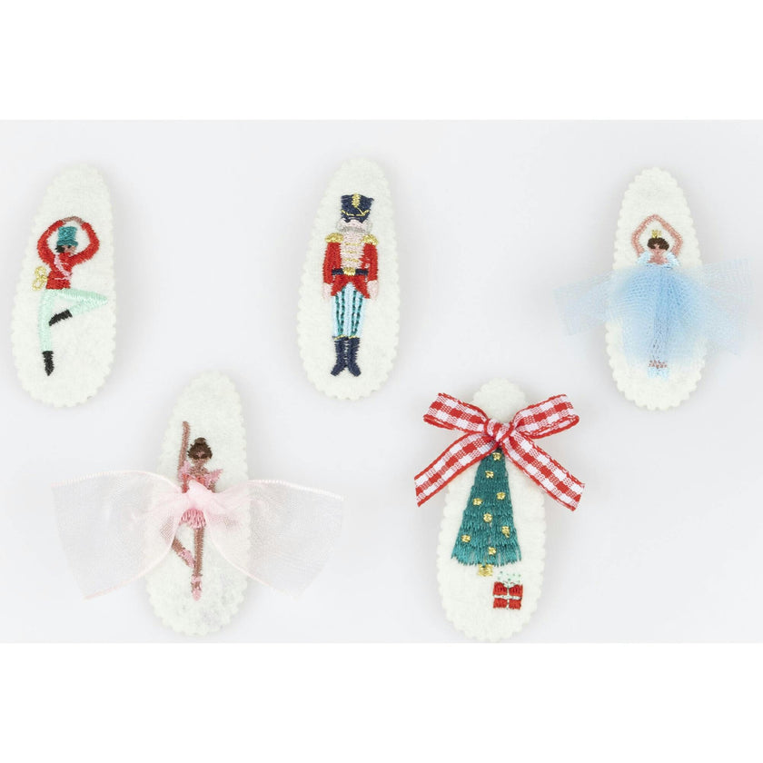 Embroidered Nutcracker Hair Clips