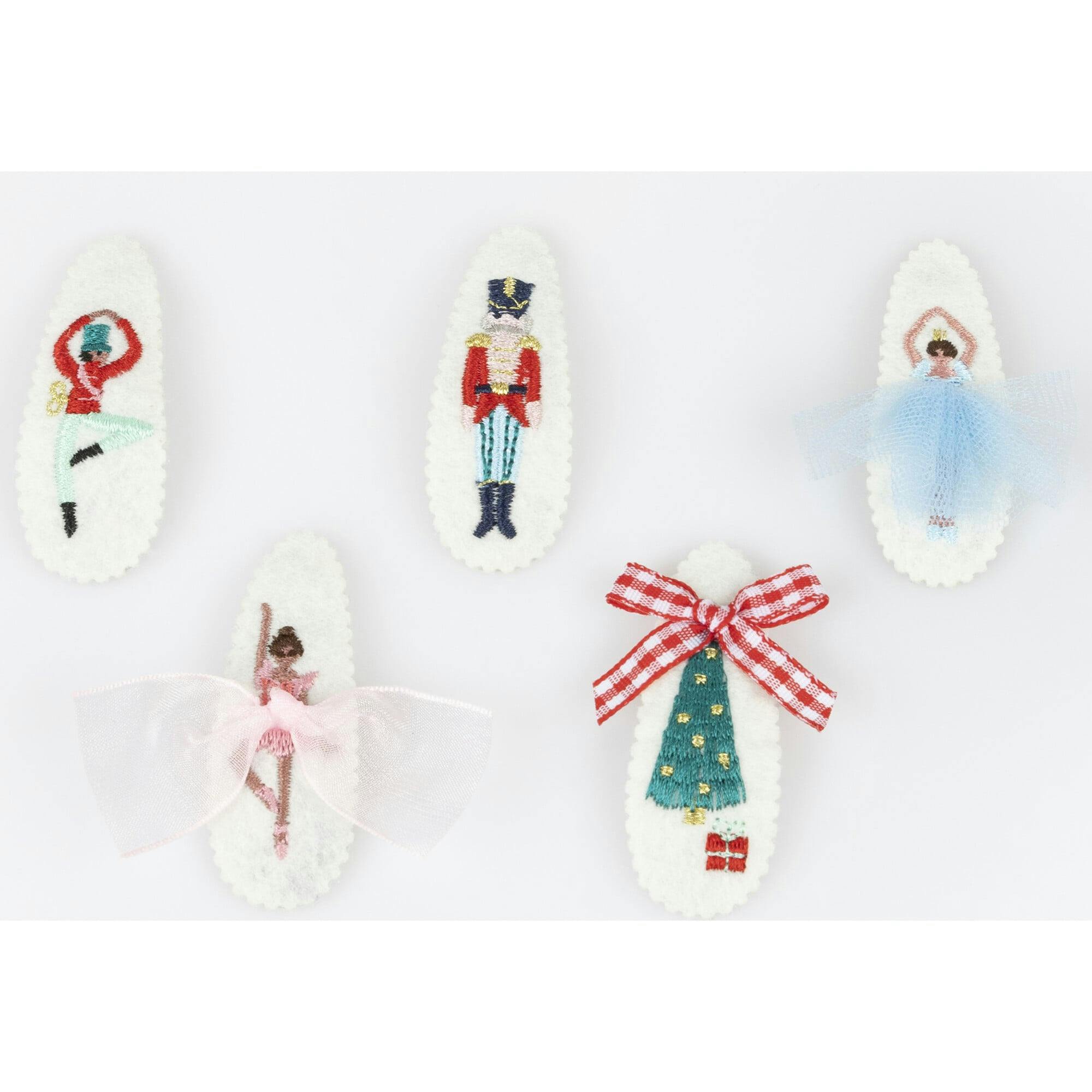 Embroidered Nutcracker Hair Clips