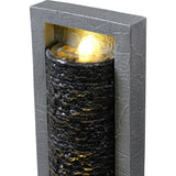 Teamson Home Framed Layered Rock Design Outdoor Water Fountain with Warm Glow Lighting