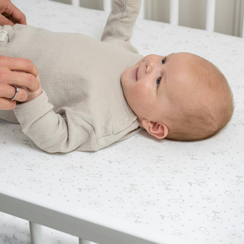 Peruvian Pima Cotton Mini Crib & Pack 'n Play Fitted Sheet – Elephant Sky