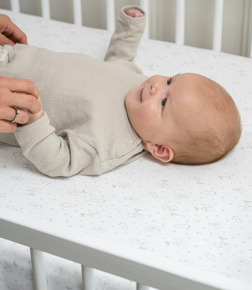 Peruvian Pima Cotton Mini Crib & Pack 'n Play Fitted Sheet – Elephant Sky