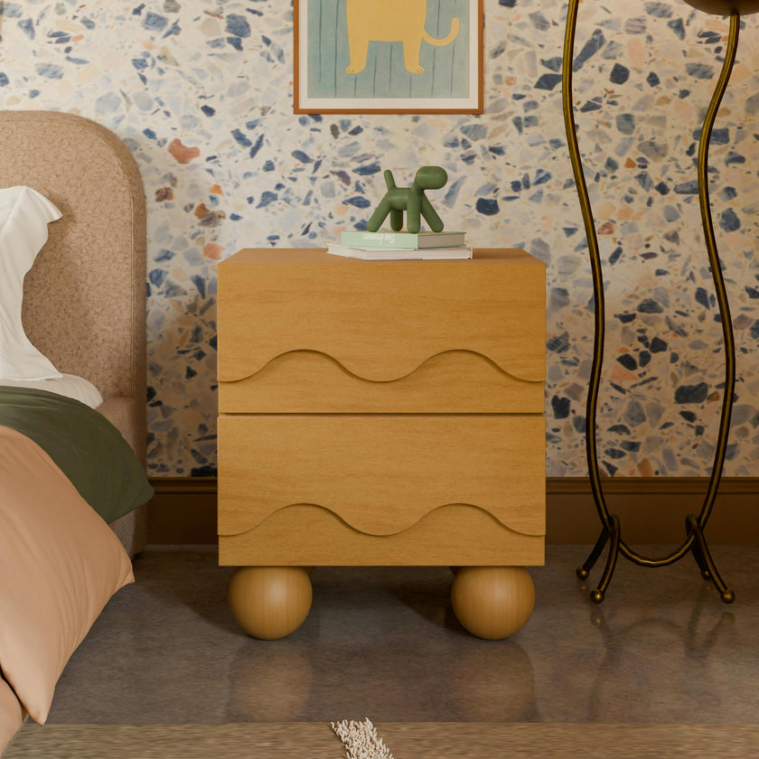 Lido Wave Assembled Nightstand in Honey