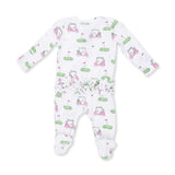 Golf Carts Pink - 2 Way Ruffle Back Zipper Footie