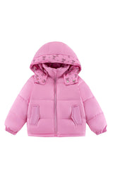 Charlie Heavy Weight Down Puffer Coat, Candy Pink Bow