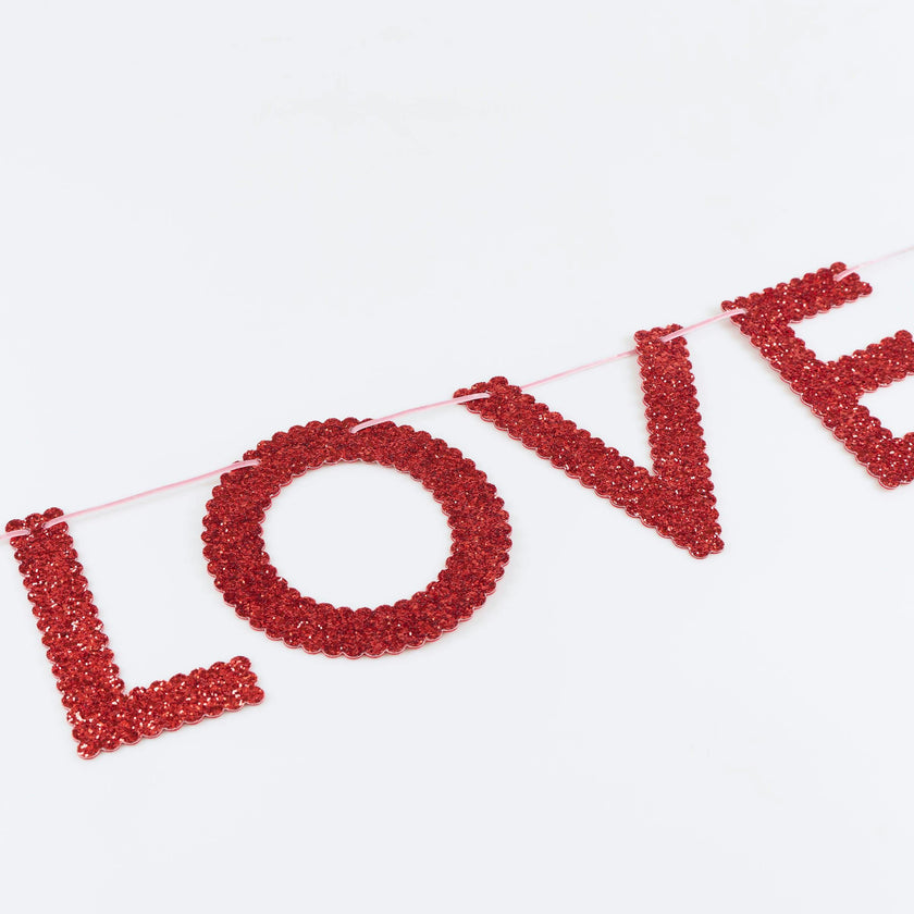 Glitter Fabric Love Garland