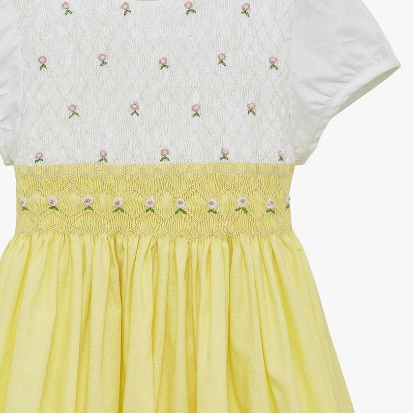 Rose Hand Smocked Dress in Lemon