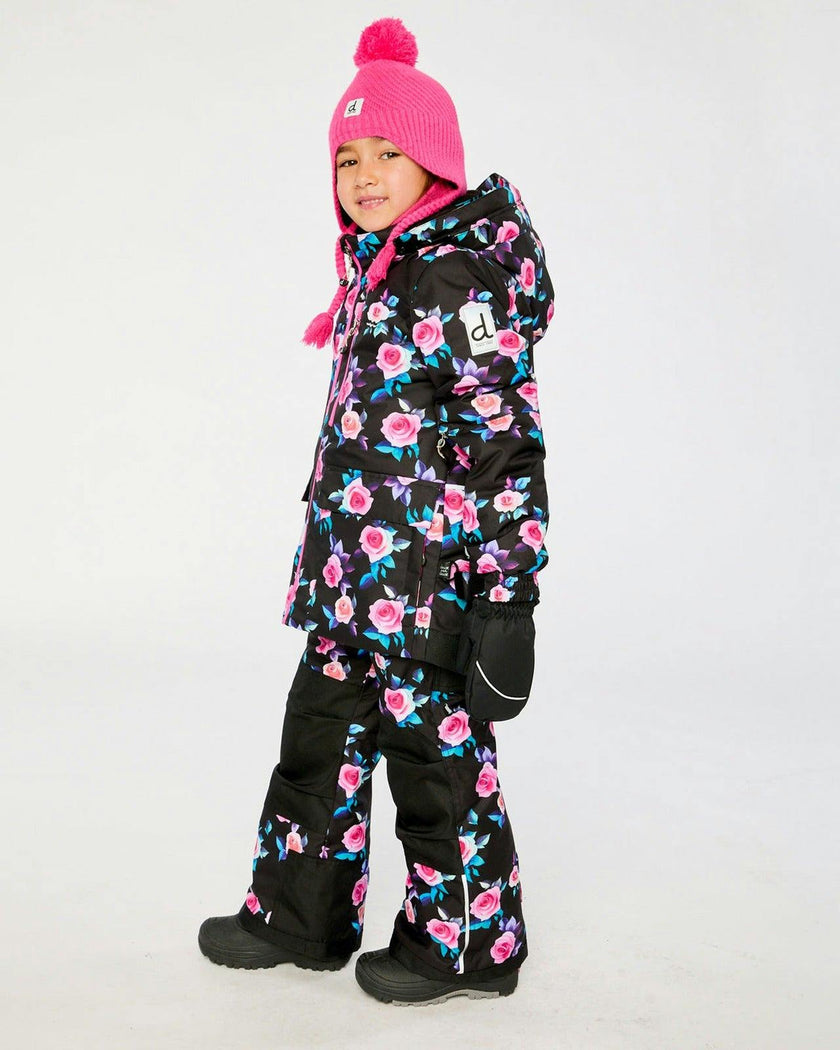 Two Piece Play Snowsuit Black Rose Print